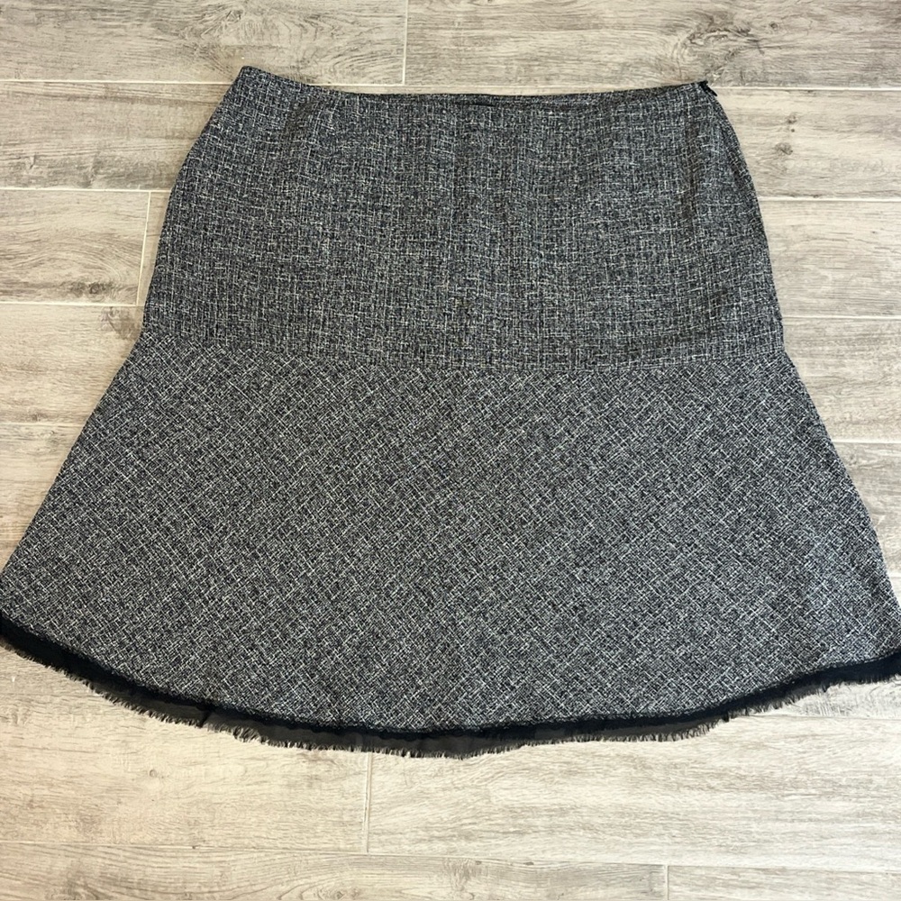 Style & Co Women’s Plus Size 24 W Black White Fringe Hem Tweed Skirt